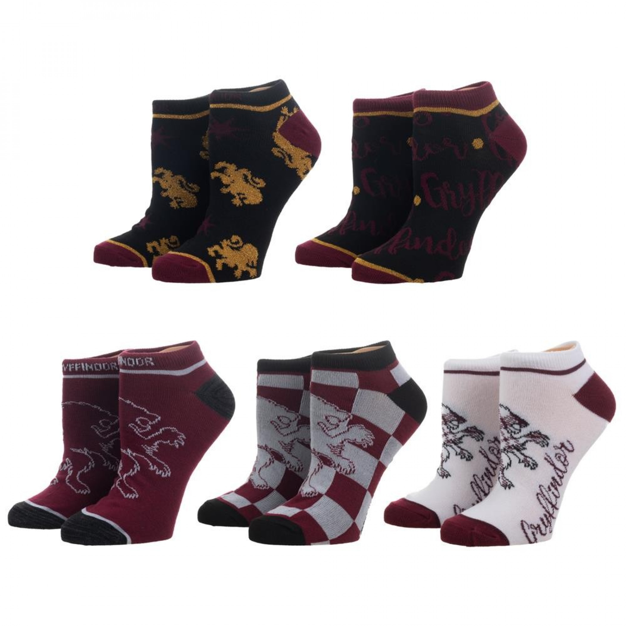Harry Potter Gryffindor 5-Pair Pack Juniors Ankle Socks